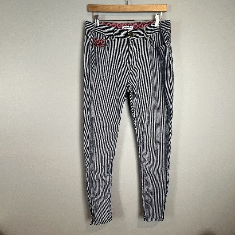 April Cornell Jeans Womens Size US 10 / 30 Striped Zipper Ankle